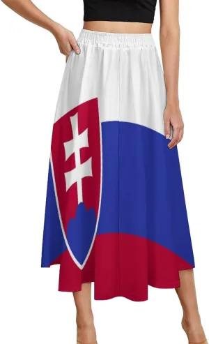 Fattyeery Skirts for Womens Antarctica Flag Summer Pleated High Waisted Long Skirt Casual Skirt for Beach Party Holiday Dress