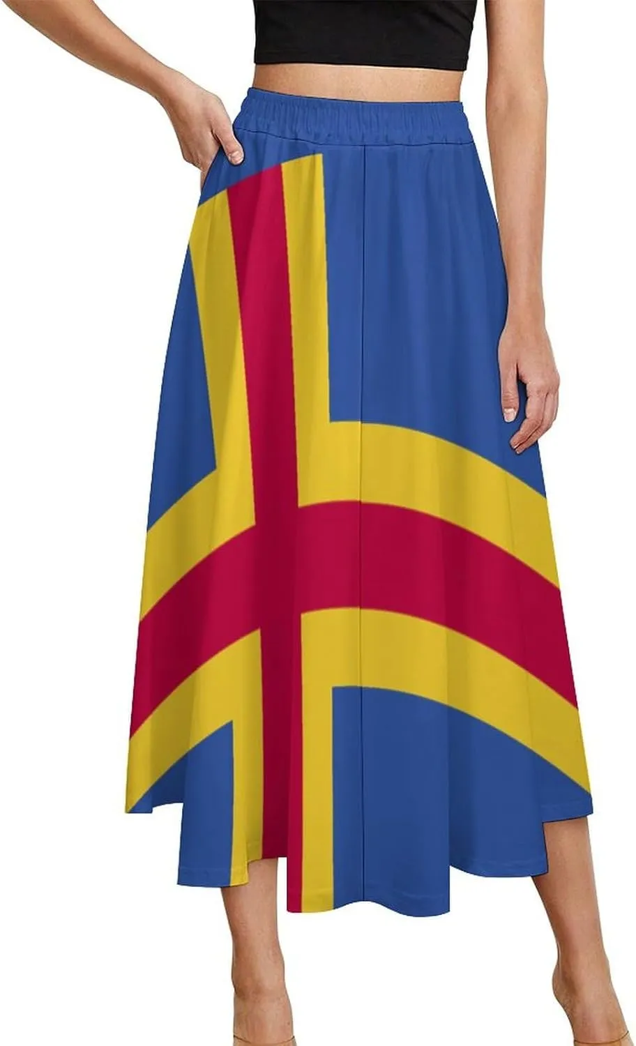 Fattyeery Skirts for Womens Antarctica Flag Summer Pleated High Waisted Long Skirt Casual Skirt for Beach Party Holiday Dress
