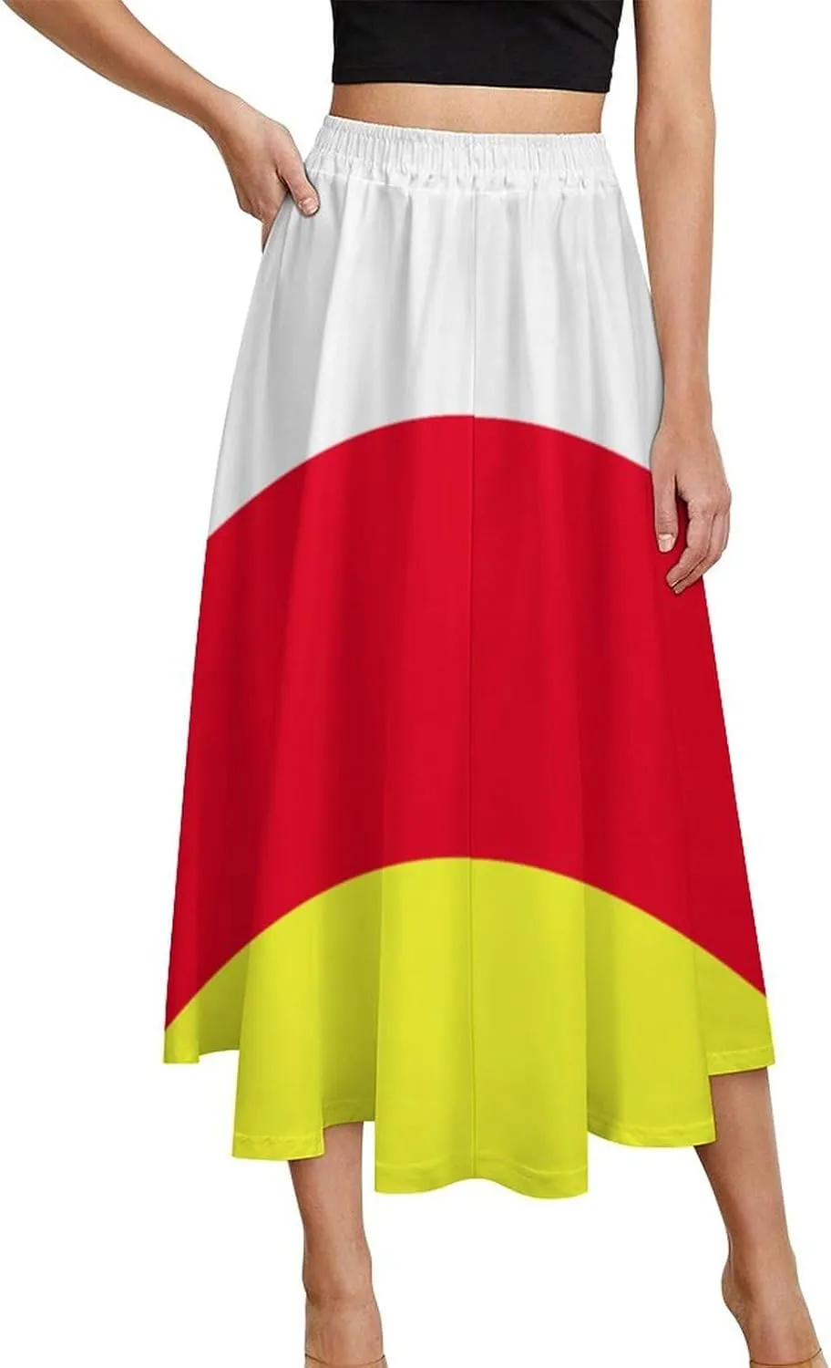 Fattyeery Skirts for Womens Sri Lanka Flag Summer Pleated High Waisted Long Skirt Casual Skirt for Beach Party Holiday Dress