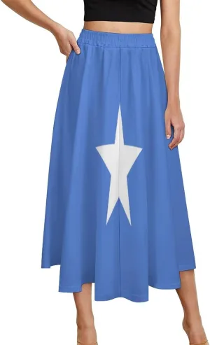 Fattyeery Skirts for Womens Sri Lanka Flag Summer Pleated High Waisted Long Skirt Casual Skirt for Beach Party Holiday Dress