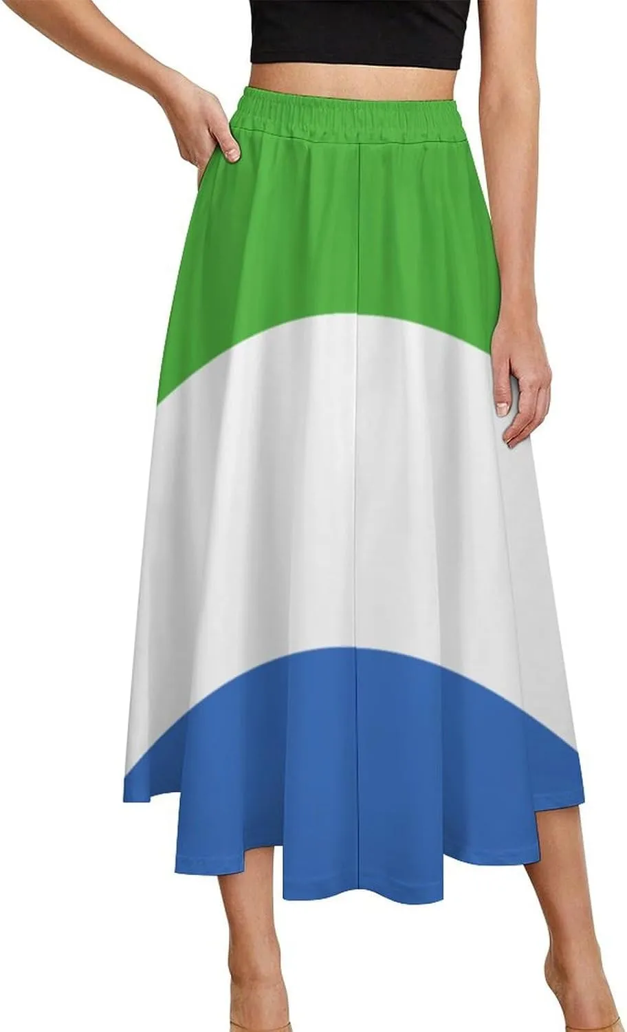 Fattyeery Skirts for Womens Sri Lanka Flag Summer Pleated High Waisted Long Skirt Casual Skirt for Beach Party Holiday Dress