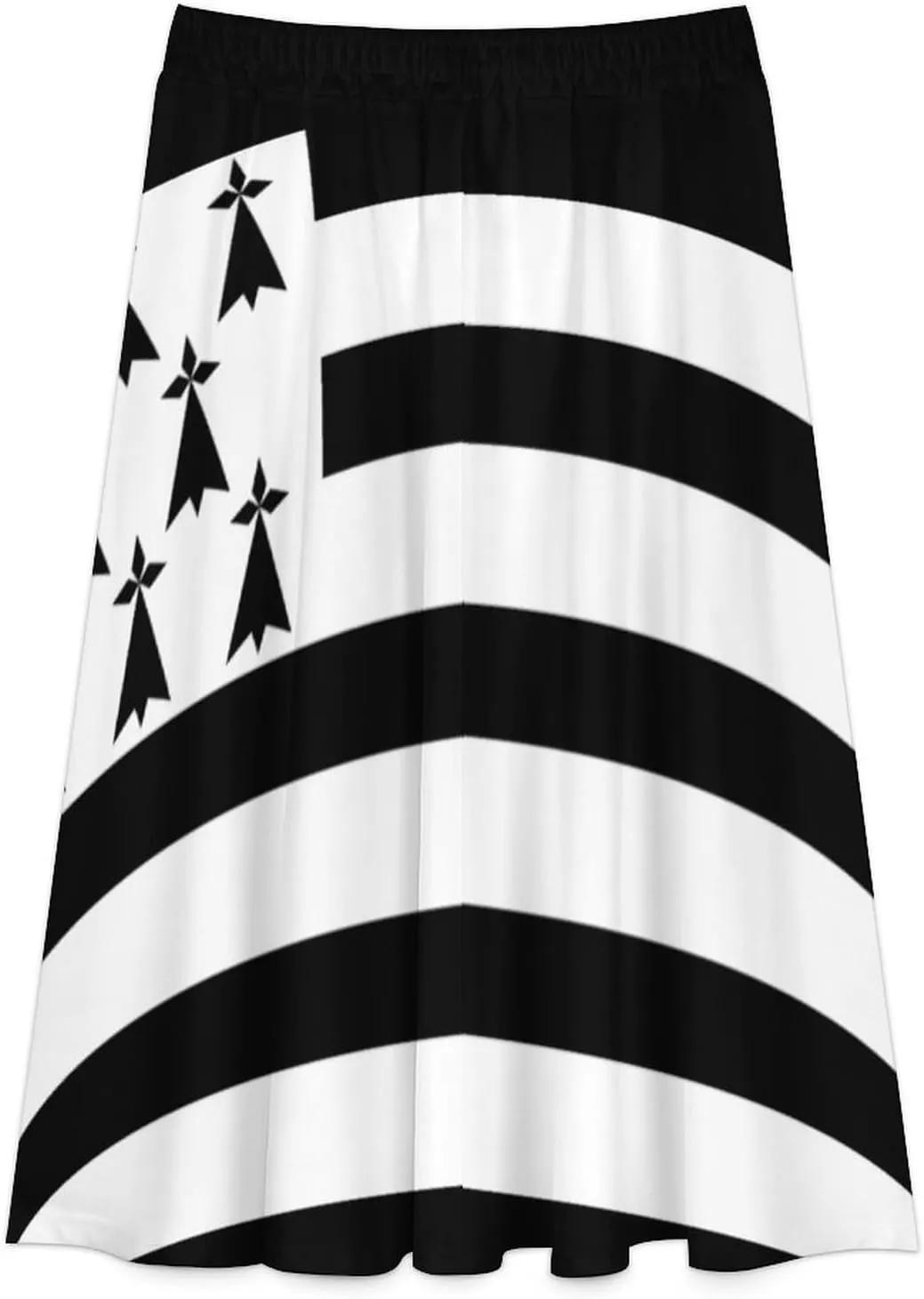 Fattyeery Womens Half Long Skirt Burkina Faso Flag Casual Pleated Plisse Hem Summer for Womens Midi Skirt Dress
