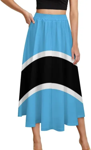 Fattyeery Womens Half Long Skirt Burkina Faso Flag Casual Pleated Plisse Hem Summer for Womens Midi Skirt Dress