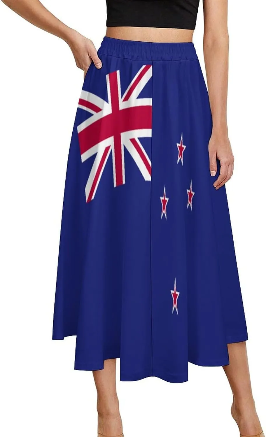 Fattyeery Womens Skirts Nicaragua Flag Prints High Waist Midi Skirt Athletic for Summer Dress Skorts Casual Knee Length Skirt