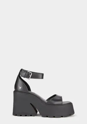 Flaws Black Leather Sandals