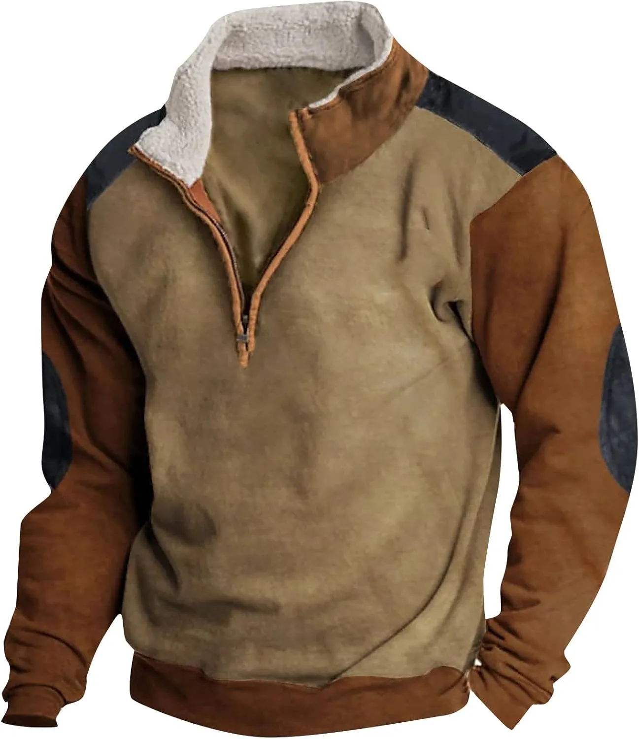 FlekmanArt Mens Quarter Zip Pullover Stand Collar Long Sleeve Outfits V Neck Graphic Print T Shirts Fashionable Pullovers