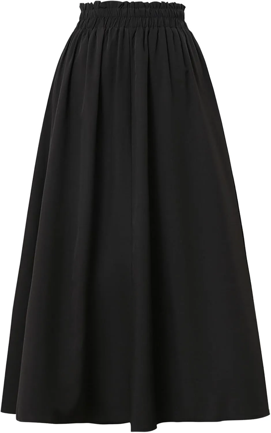 Floral Midi Skirt Boho Flowy Elastic High Waist A Line Skirt Bow Linen Flared Beach Long Skirts for Women with Pockets