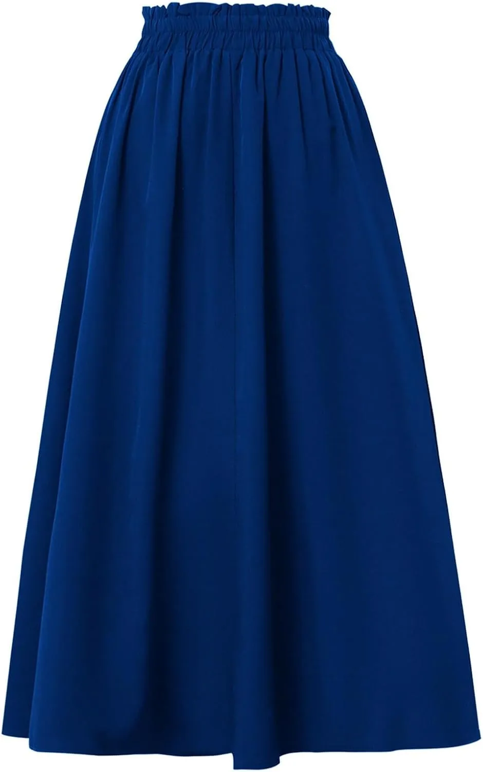 Floral Midi Skirt Boho Flowy Elastic High Waist A Line Skirt Bow Linen Flared Beach Long Skirts for Women with Pockets