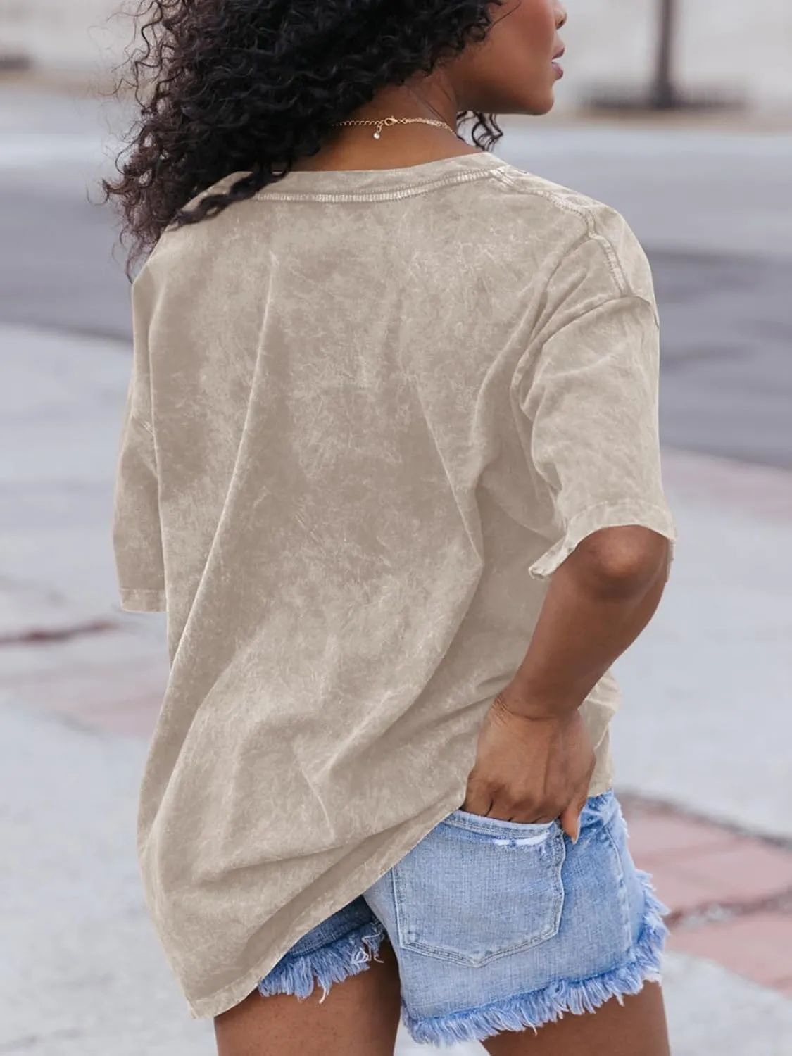 Flowyair Womens Oversized T Shirts Summer Loose Fit Cotton Short Sleeve Basic Tees Casual V Neck Boyfriend Tunic Tops