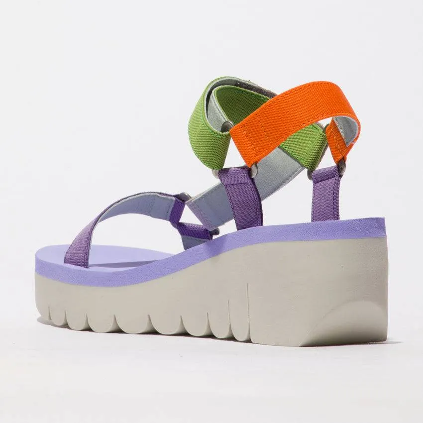 Fly Yefa 726 Ladies Violet Purple Multi Textile Touch Fastening Sandals