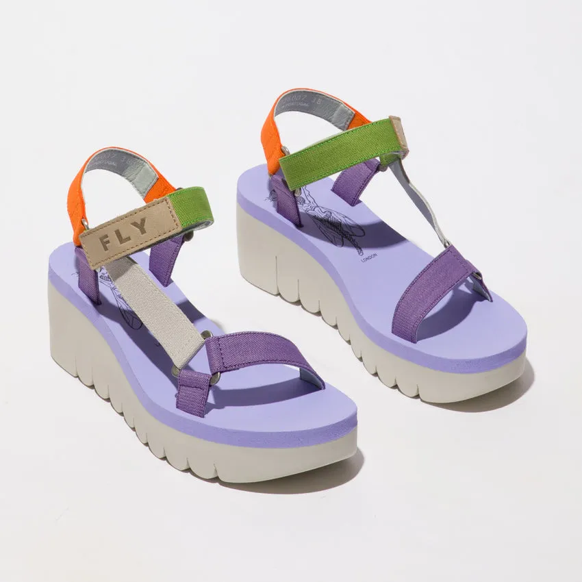 Fly Yefa 726 Ladies Violet Purple Multi Textile Touch Fastening Sandals