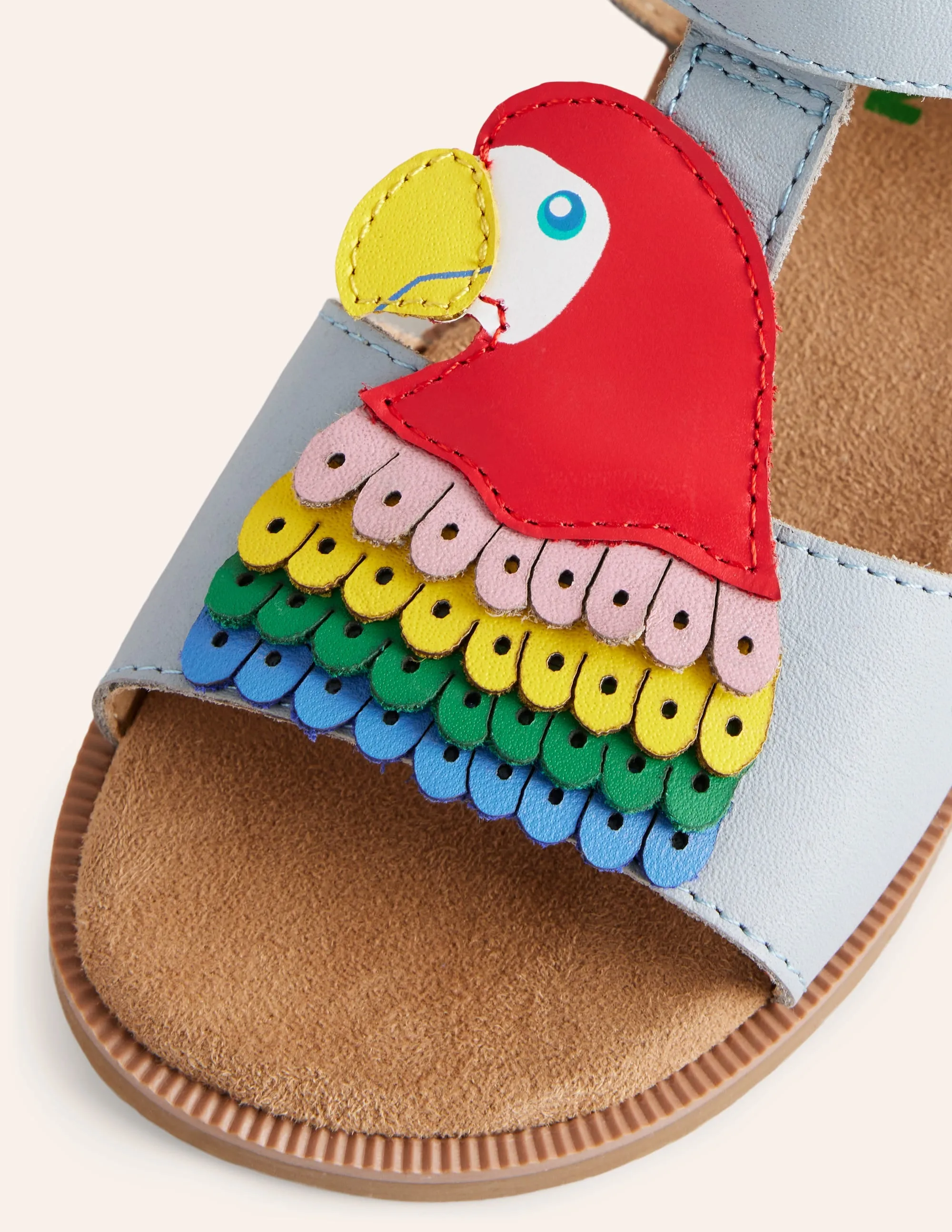 Fun Leather Sandals-Tourmaline Blue Parrot