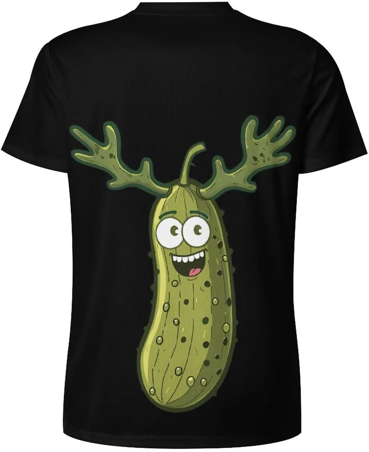 Funny Pickle with Antlers Men's Short Sleeve Tee Casual Crew Neck T-Shirts Summer Workout Tops Graphic