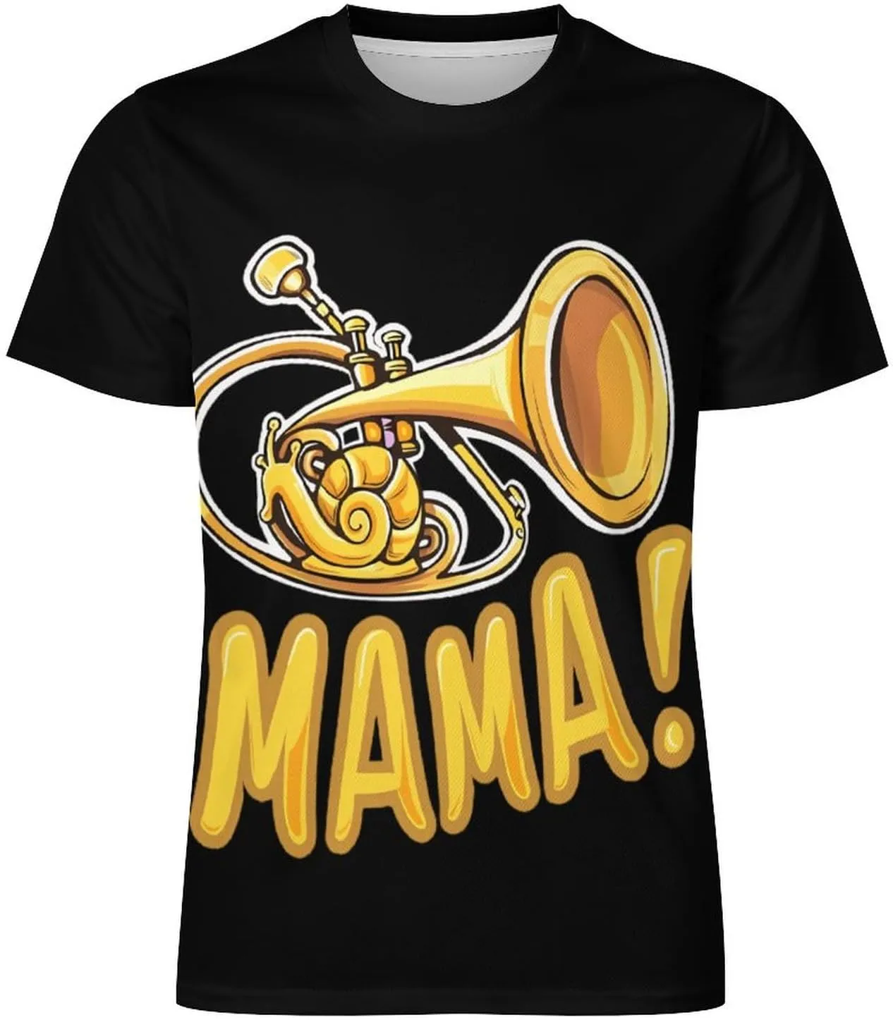 Funny Snail French Horn Musician Gift Men's Short Sleeve Tee Casual Crew Neck T-Shirts Summer Workout Tops Graphic