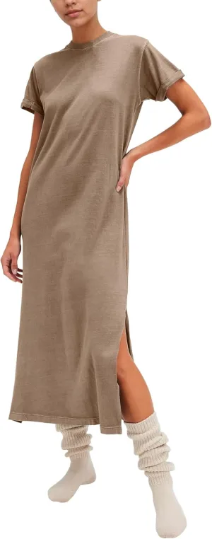 Gacaky Women's Summer Casual Short Sleeve T Shirts Maxi Dress Flowy Split Beach Vacation Sundress 2025 Outfits with Pockets