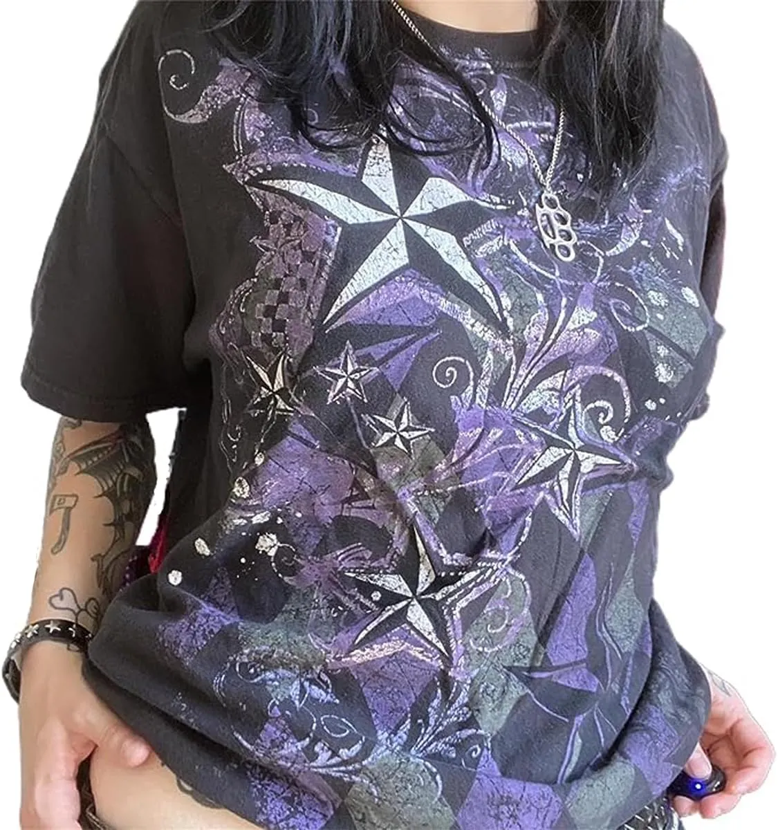 Grunge Tops Women Y2k Short Sleeve Vintage Graphic T Shirts Teen Girls Aesthetic Gothic Emo Tees Halloween Clothes