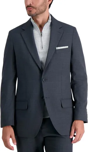 Haggar Men's JMH Premium Stretch Tailored Fit Suit Separate Pants, Charcoal Windowpane-Jacket, 44