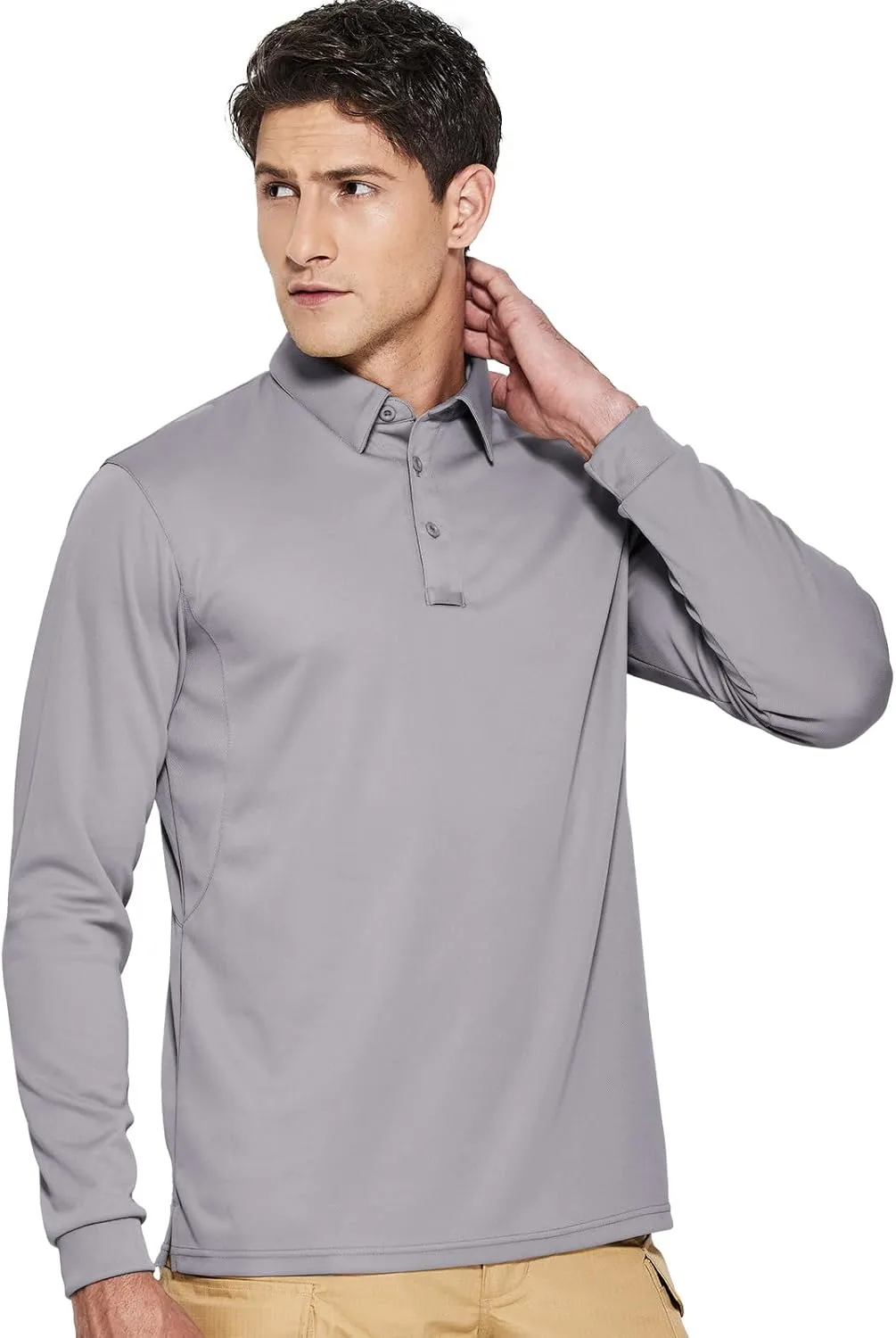 Haimont Men's Performance Dry Fit Polo Shirt Short and Long Sleeve Golf Collared T-Shirts for Tactical Outdoor Hiking