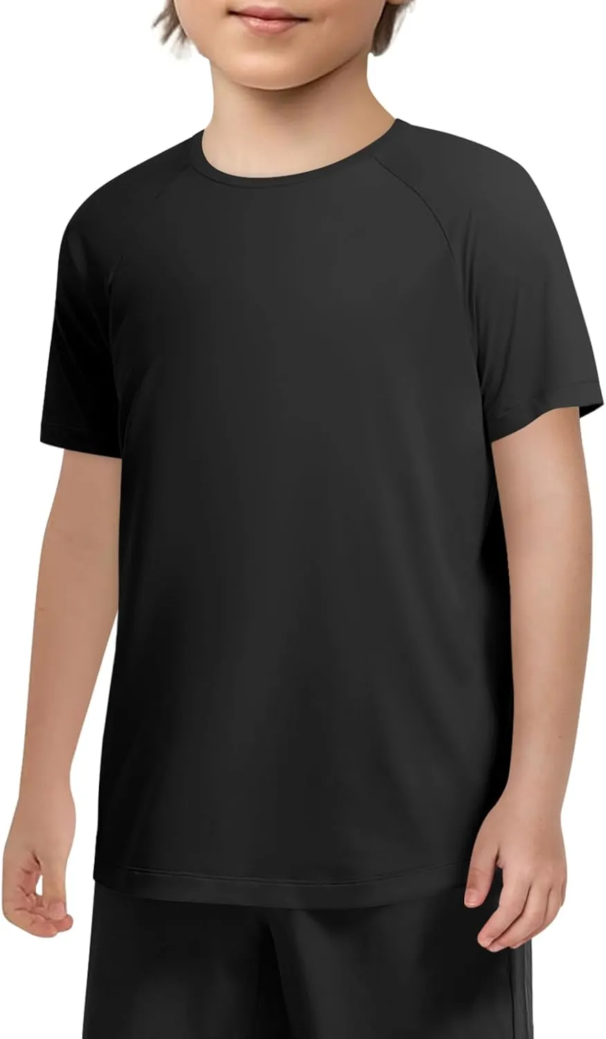 Haloumoning Boys Short Sleeve Athletic T-Shirts Kids Basic Quick Dry Lightweight Performance Tees 5-14 Years