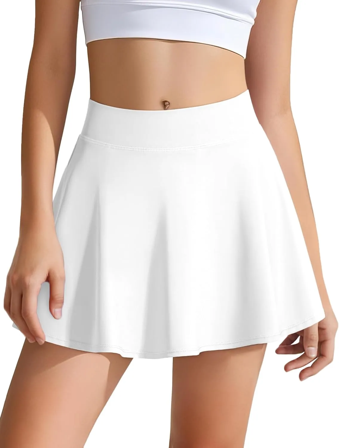 JOCMIC Girls Tennis Skirt with Shorts and Pockets for Golf Running School, Athletic Skorts for Girls 7-14 Years