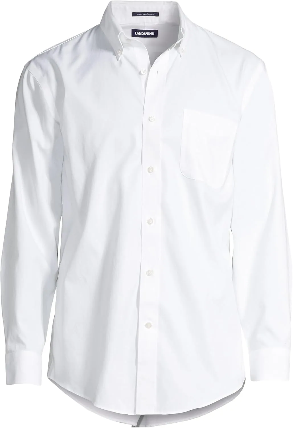 Lands' End Men's Tailored Fit No Iron Solid American-Grown Supima Cotton Pinpoint Buttondown Collar Dress Shirt