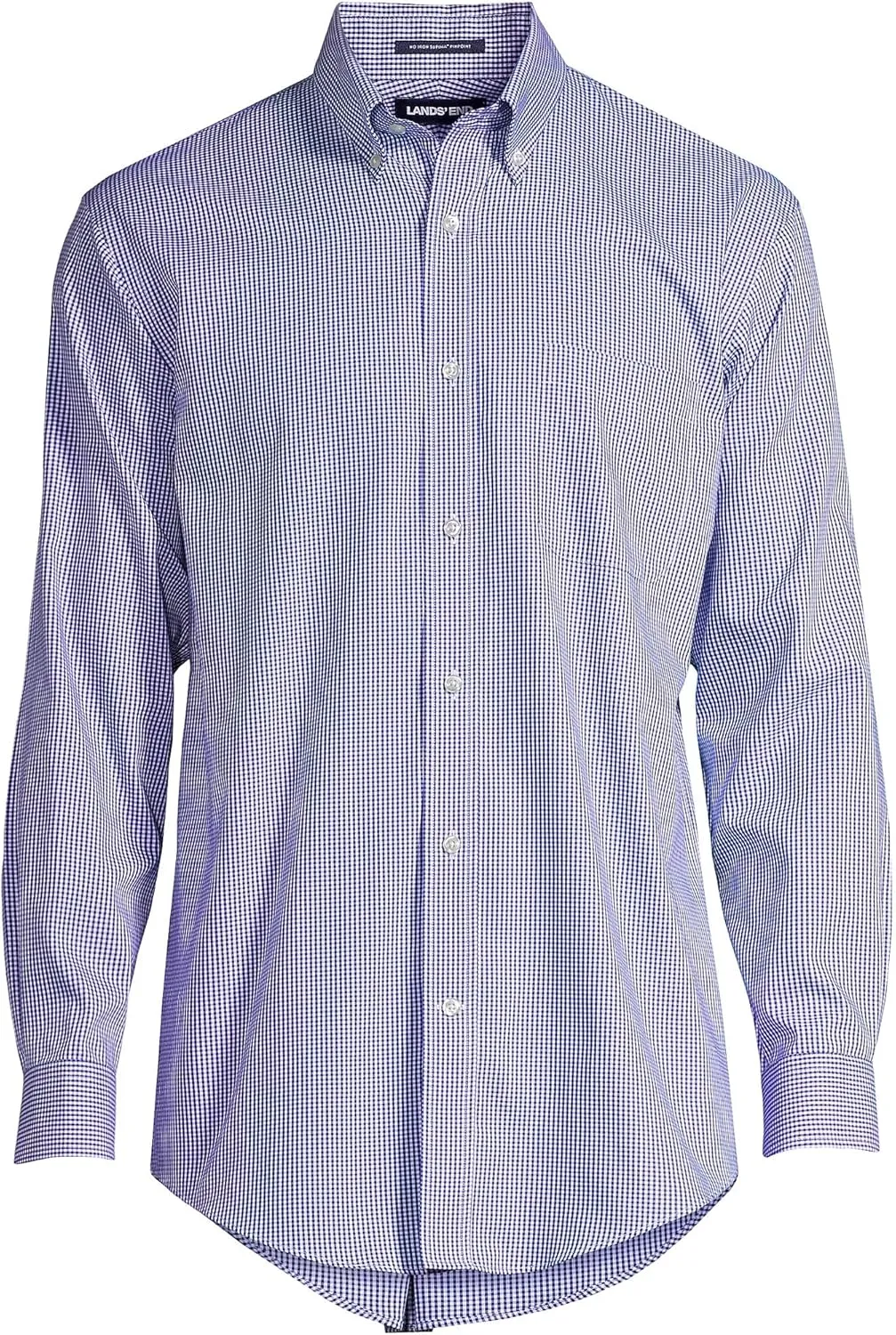 Lands' End Men's Tailored Fit No Iron Solid American-Grown Supima Cotton Pinpoint Buttondown Collar Dress Shirt
