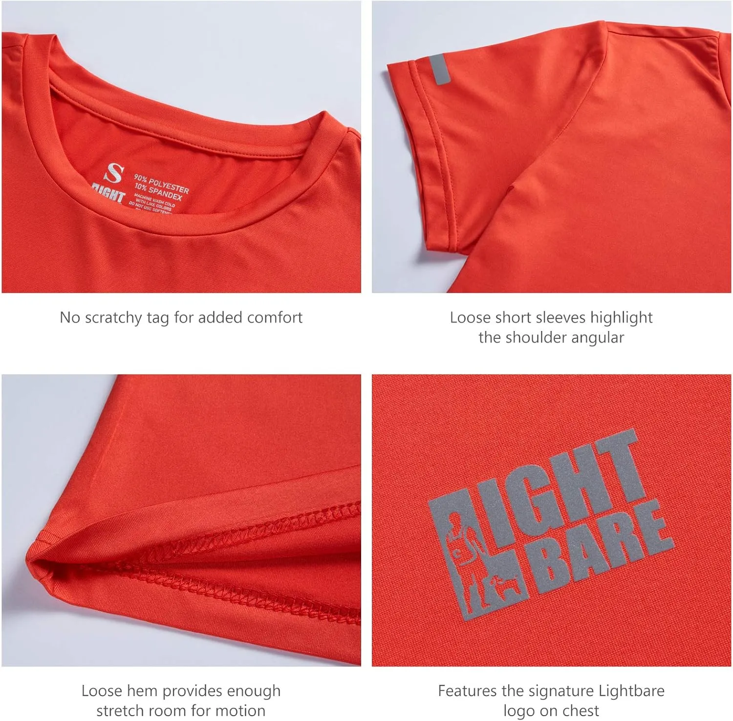 Lightbare Womens Dry Fit Short Sleeve T-Shirts Lightweight Anti-Odor Performance Shirt for Running Workout Sports