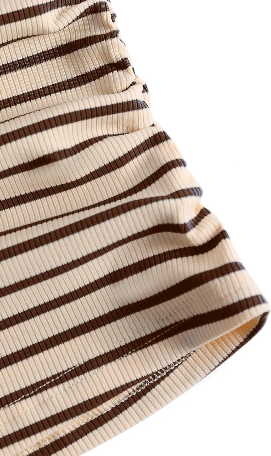 LilyCoco Womens Ribbed Tank Tops Striped Shirt Crew Neck Sleeveless Side Ruched Top