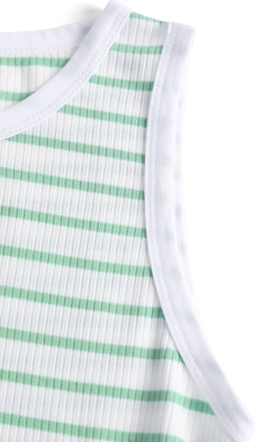 LilyCoco Womens Ribbed Tank Tops Striped Shirt Crew Neck Sleeveless Side Ruched Top