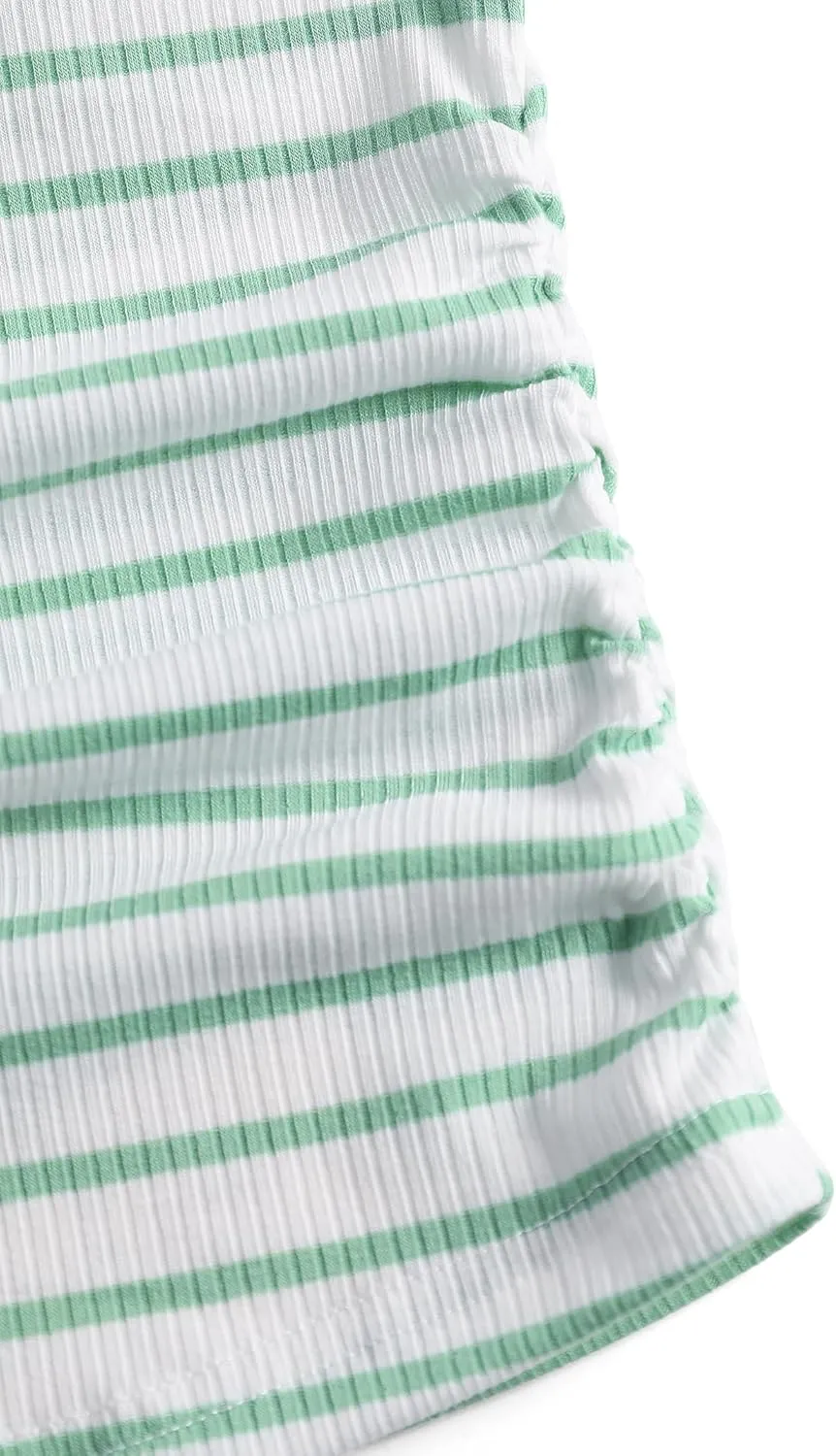 LilyCoco Womens Ribbed Tank Tops Striped Shirt Crew Neck Sleeveless Side Ruched Top