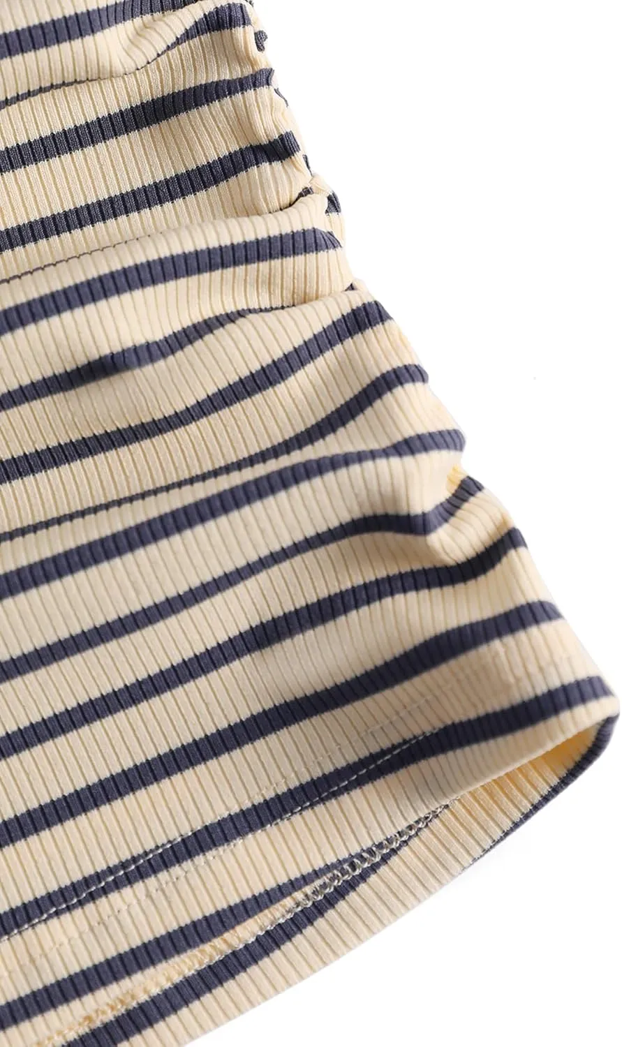 LilyCoco Womens Ribbed Tank Tops Striped Shirt Crew Neck Sleeveless Side Ruched Top