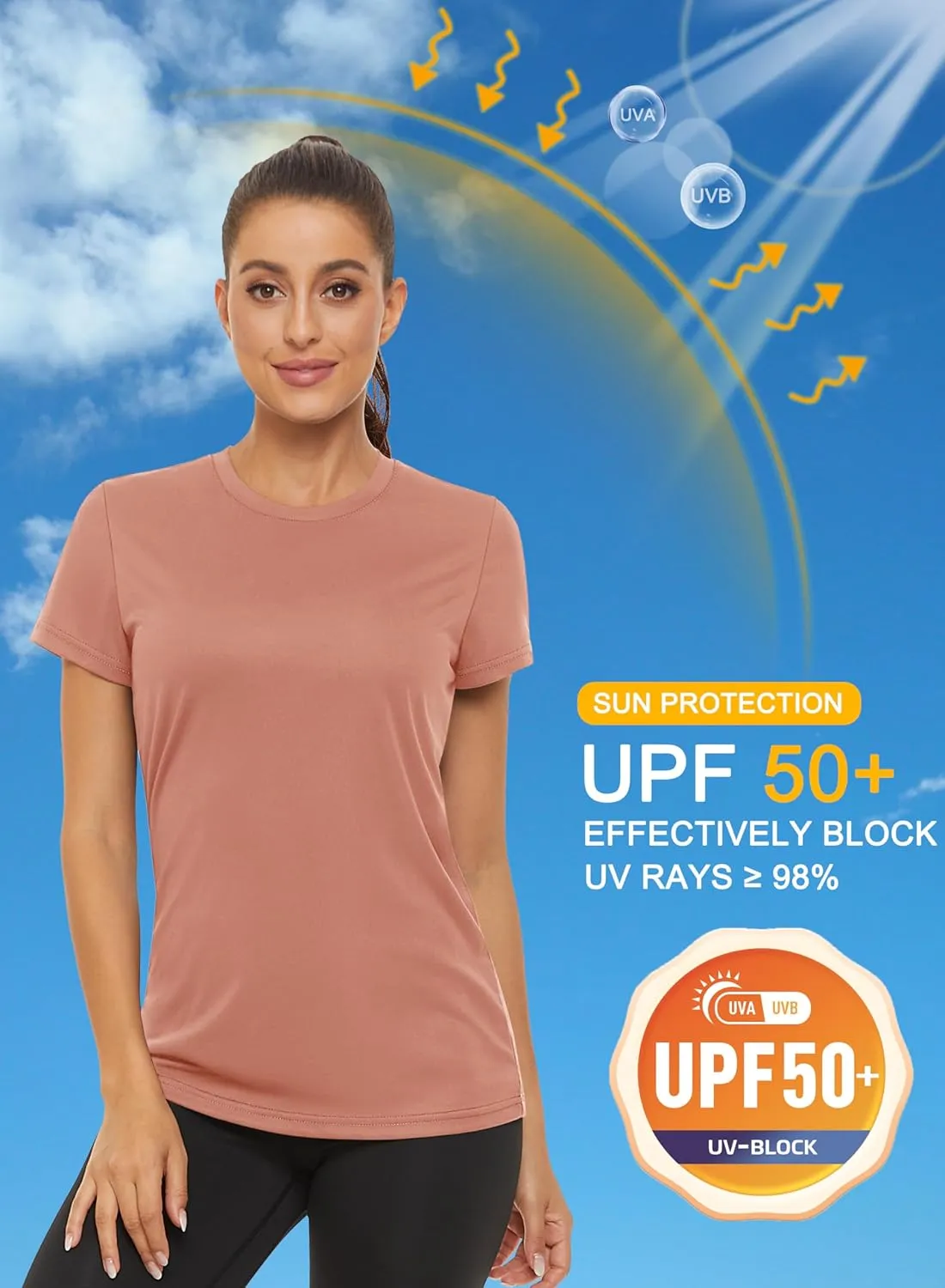 MAGCOMSEN Women's Short Sleeve T-Shirts UPF 50  Sun Protection Quick Dry Athletic Running Workout Rash Guard Tops