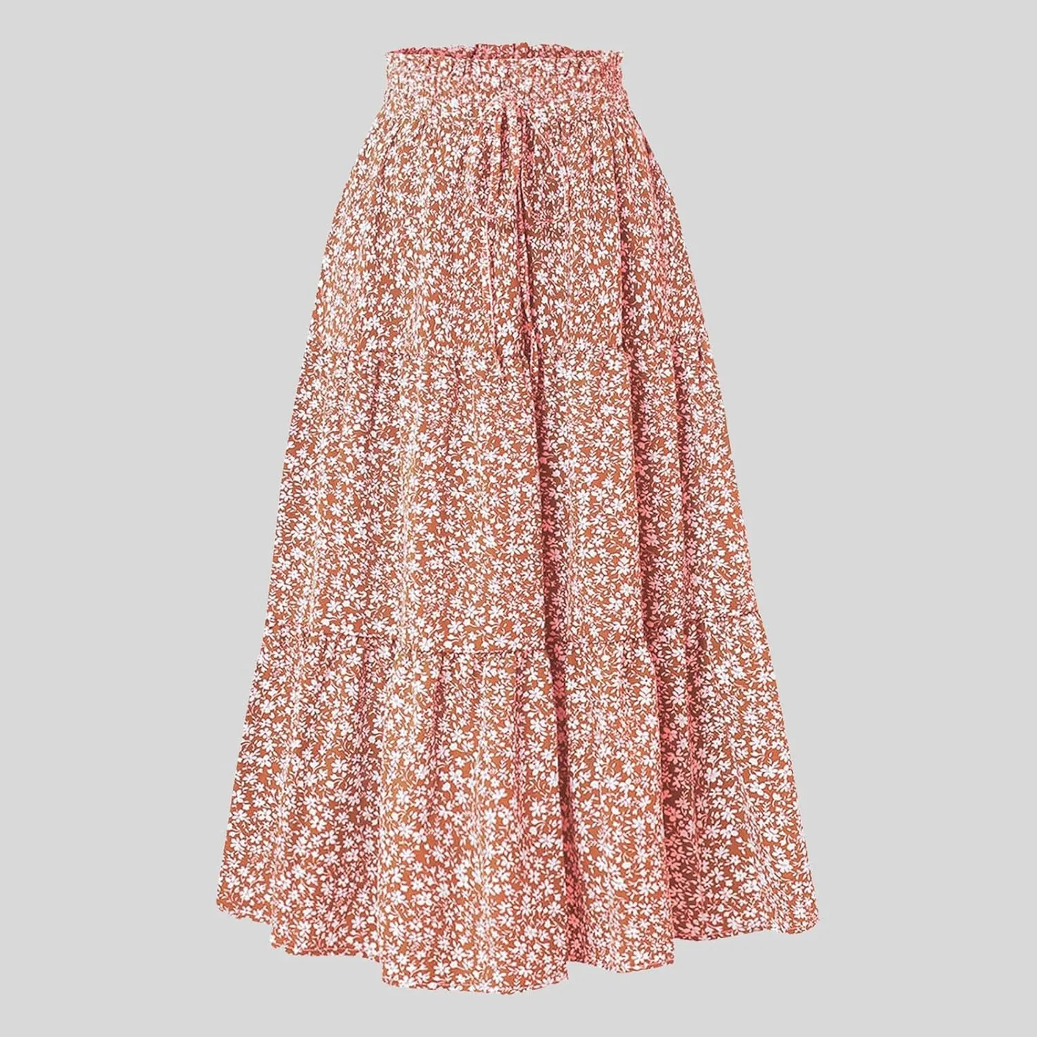 Maxi Skirt Womens High Waist Pleated Tiered Long Skirts Denim Casual Style Midi Dress for Women