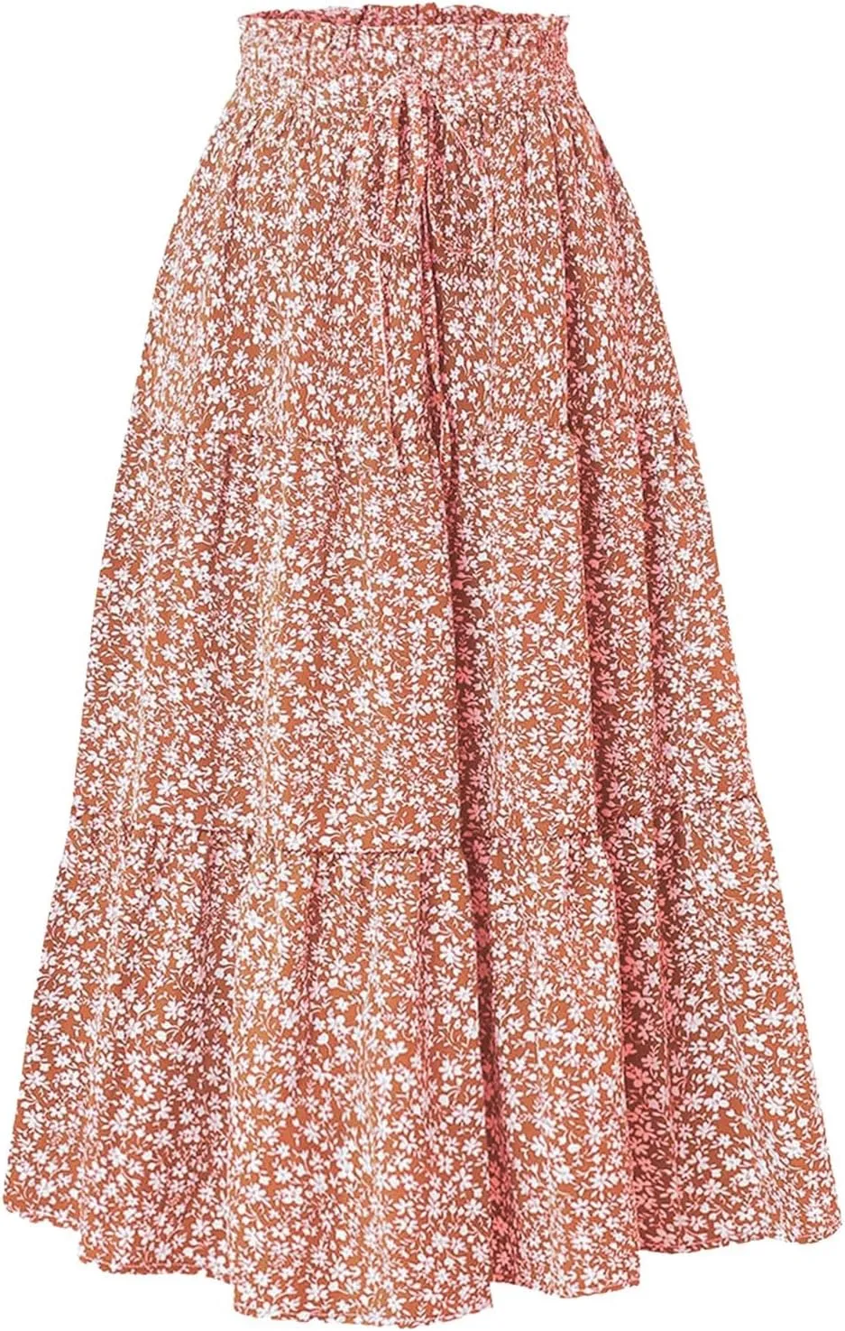 Maxi Skirt Womens High Waist Pleated Tiered Long Skirts Denim Casual Style Midi Dress for Women