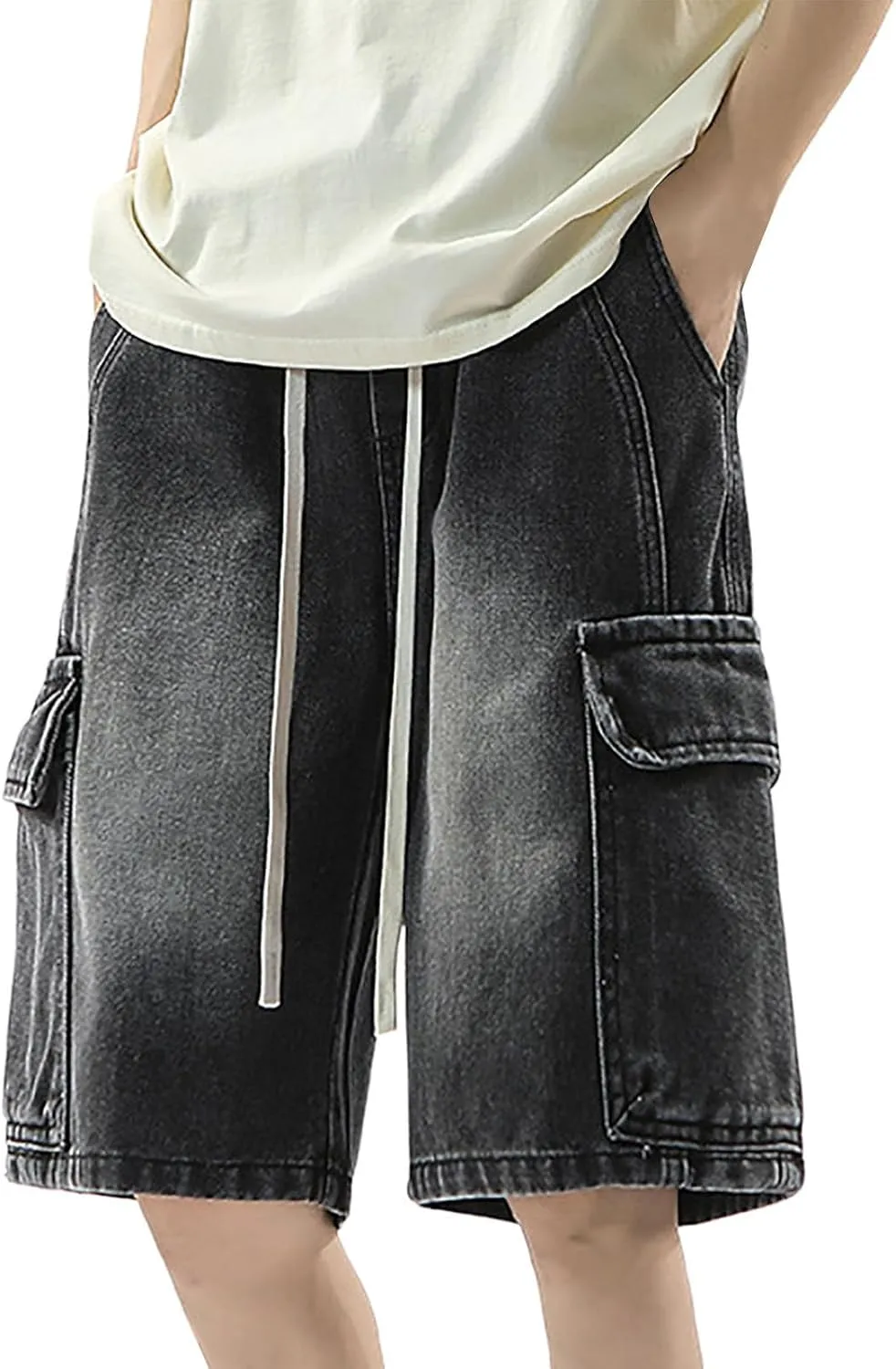 Men Baggy Denim Jorts Y2K Grunge Loose Fit Hip Hop Jean Shorts Summer Casual Short Jeans Streetwear Clothes