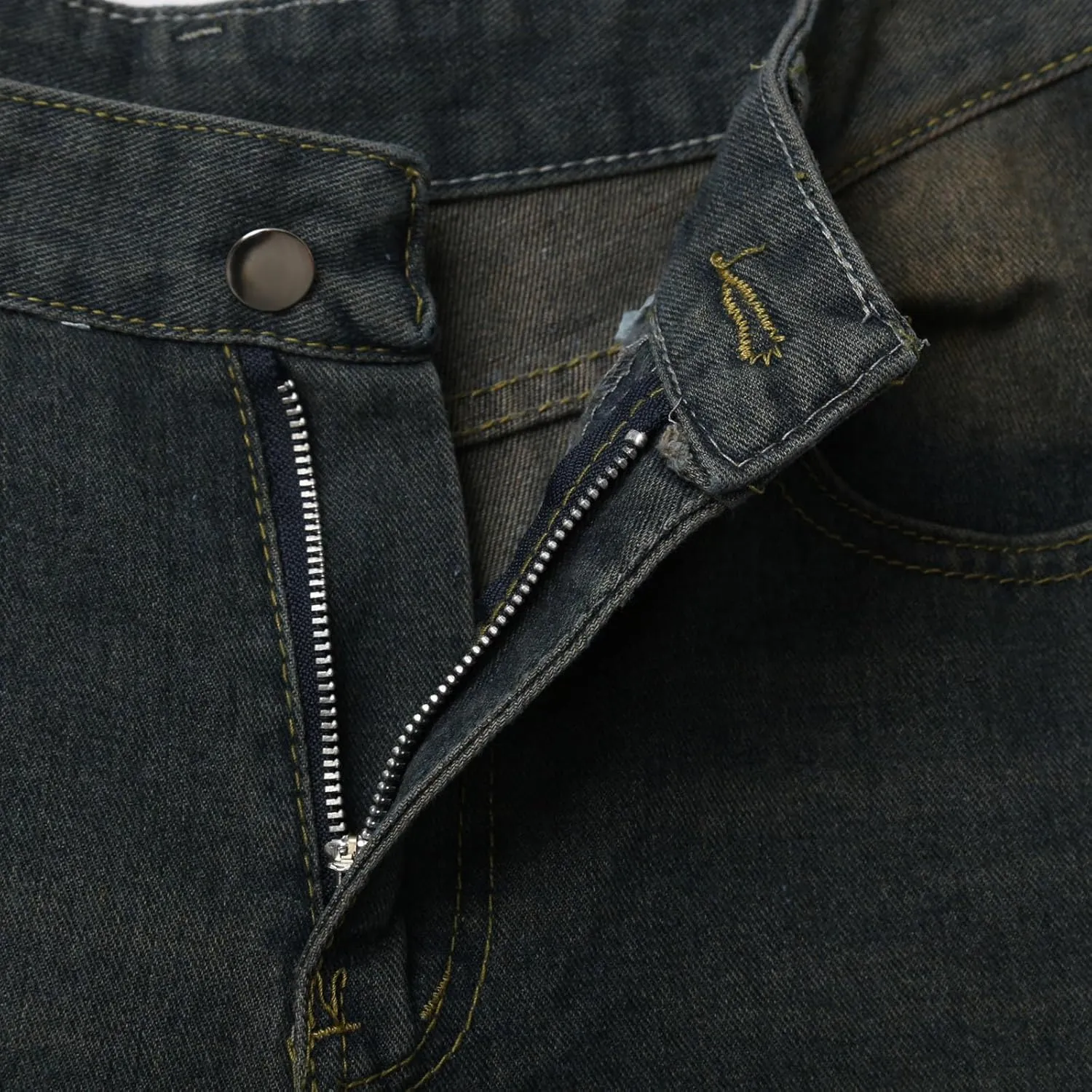 Men Baggy Denim Jorts Y2K Vintage Loose Hip Hop Jean Shorts Wide Leg Long Jeans with Pockets Streetwear