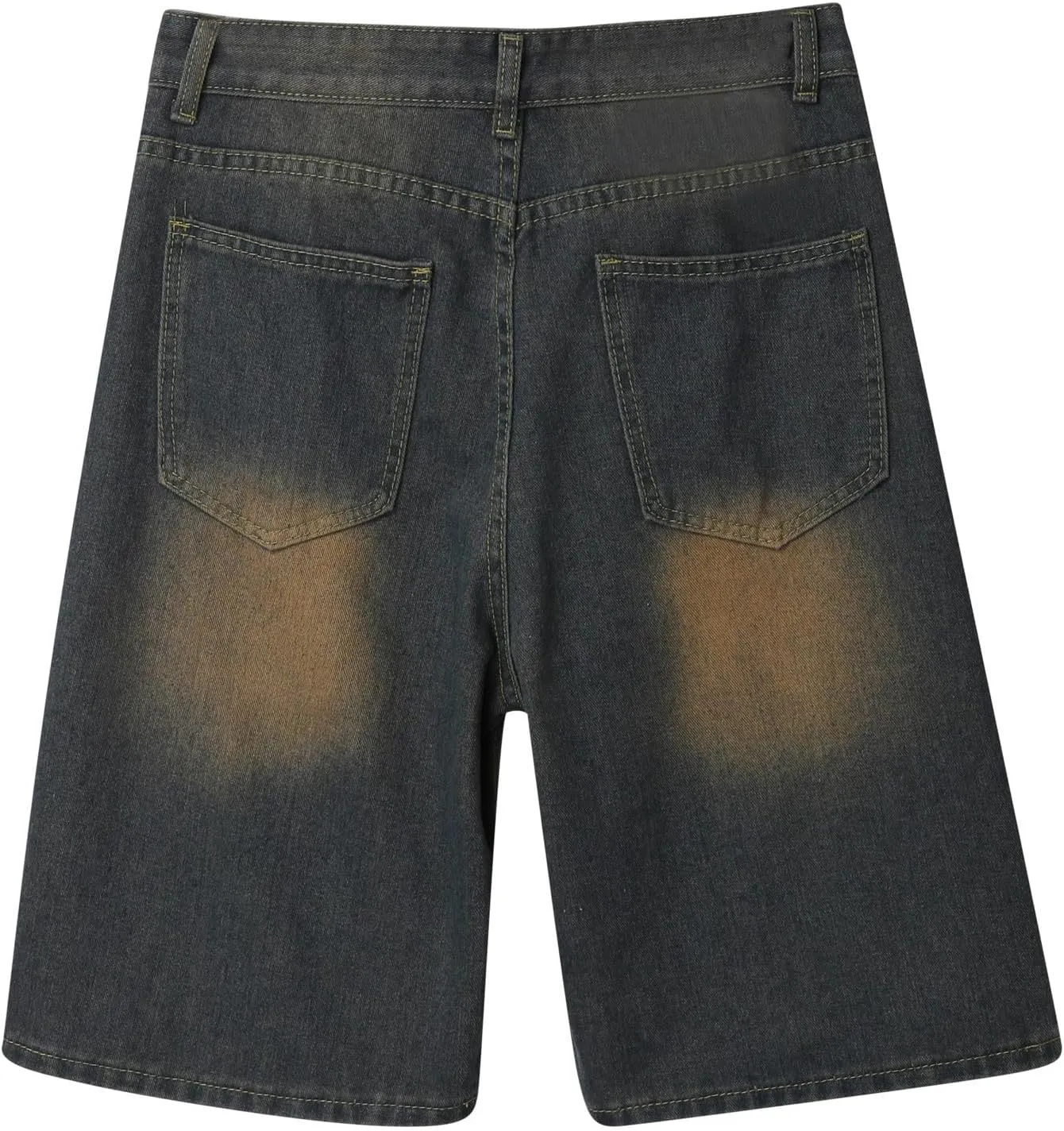 Men Baggy Denim Jorts Y2K Vintage Loose Hip Hop Jean Shorts Wide Leg Long Jeans with Pockets Streetwear