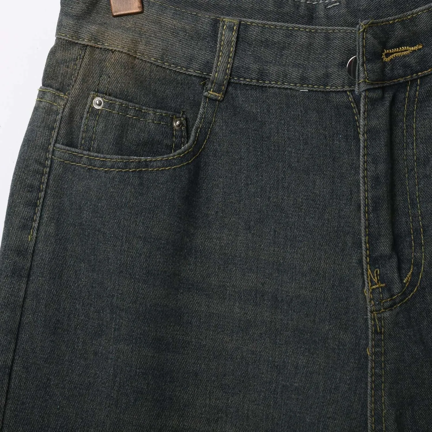 Men Baggy Denim Jorts Y2K Vintage Loose Hip Hop Jean Shorts Wide Leg Long Jeans with Pockets Streetwear