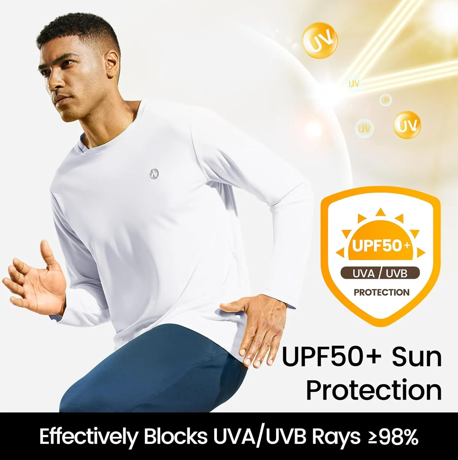 Mens Athletic Running Dry Fit T-Shirts Workout Gym Short Sleeve Crewneck UPF 50  UV Sun Protection Active Tee