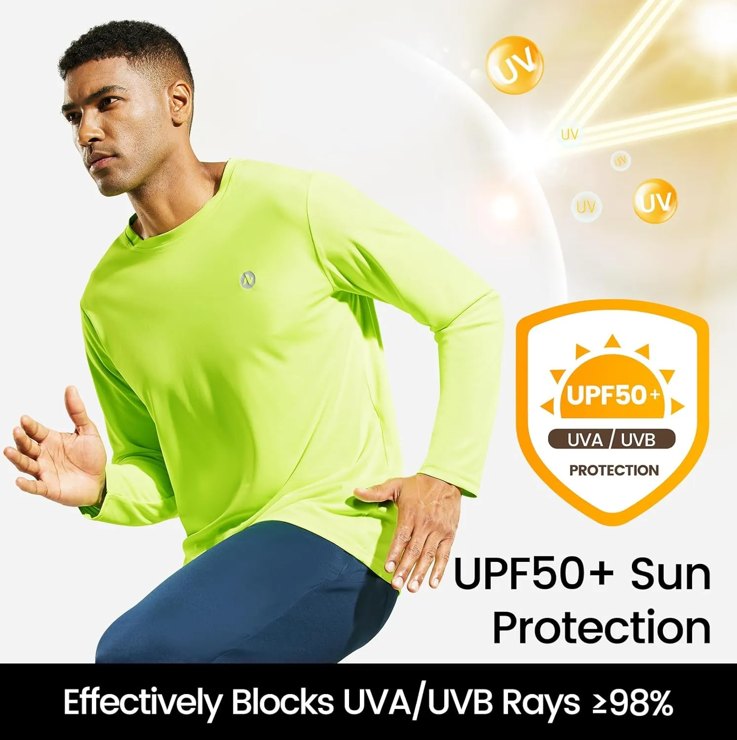 Mens Athletic Running Dry Fit T-Shirts Workout Gym Short Sleeve Crewneck UPF 50  UV Sun Protection Active Tee