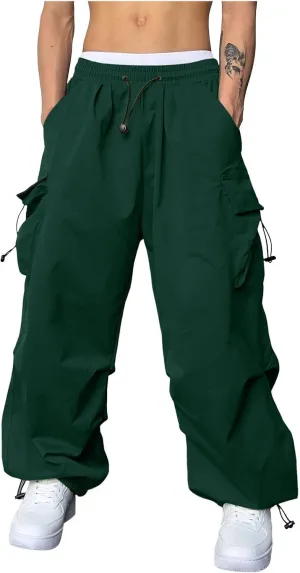 Men's Baggy Cargo Pants Casual Cotton Stretch Elastic Waist Pant Hiking Pant Multi Pockets