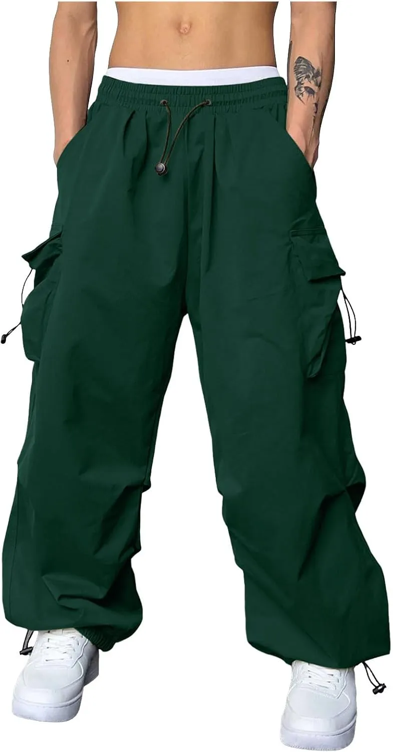 Men's Baggy Cargo Pants Casual Cotton Stretch Elastic Waist Pant Hiking Pant Multi Pockets