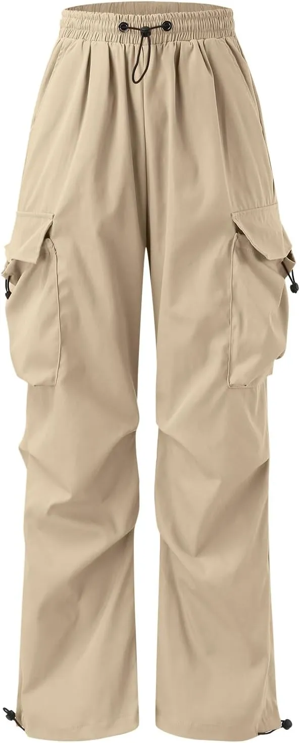 Men's Baggy Cargo Pants Trendy Casual Parachute Pants Cotton Stretch Loose Fit Harem Joggers with Pockets
