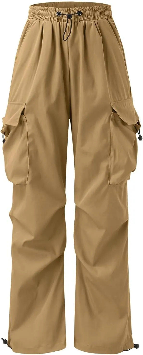 Mens Cargo Pants Casual Loose Fit Wide Leg Elasticated Waist Pant Sweatpants with Pockets