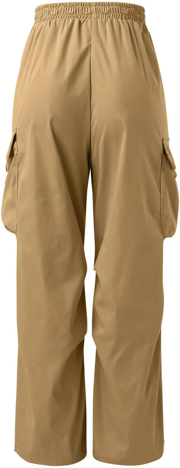 Mens Cargo Pants Casual Loose Fit Wide Leg Elasticated Waist Pant Sweatpants with Pockets