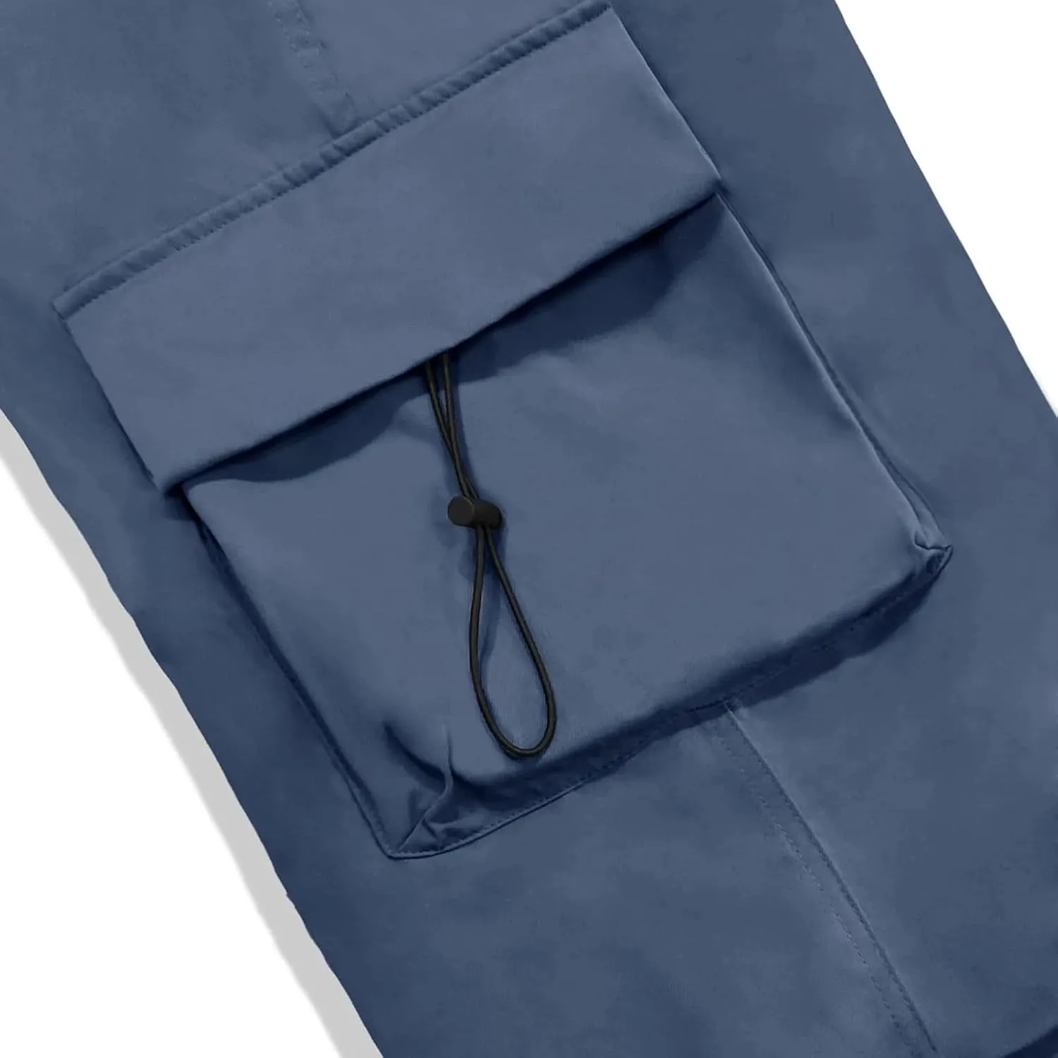 Mens Cargo Work Pant Wide Leg Casual Joggers Drawstring Elastic Waist Combat Work Pant with Pockets