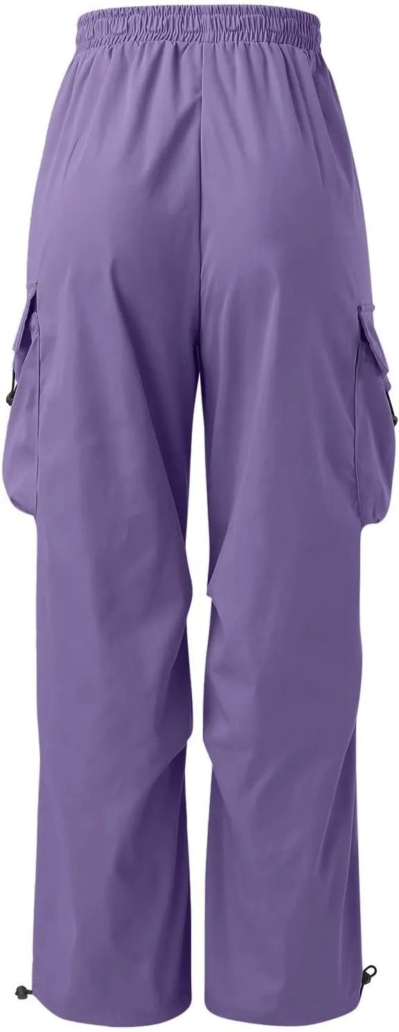 Mens Cargo Work Pant Wide Leg Casual Joggers Drawstring Waist Track Pants with Pockets