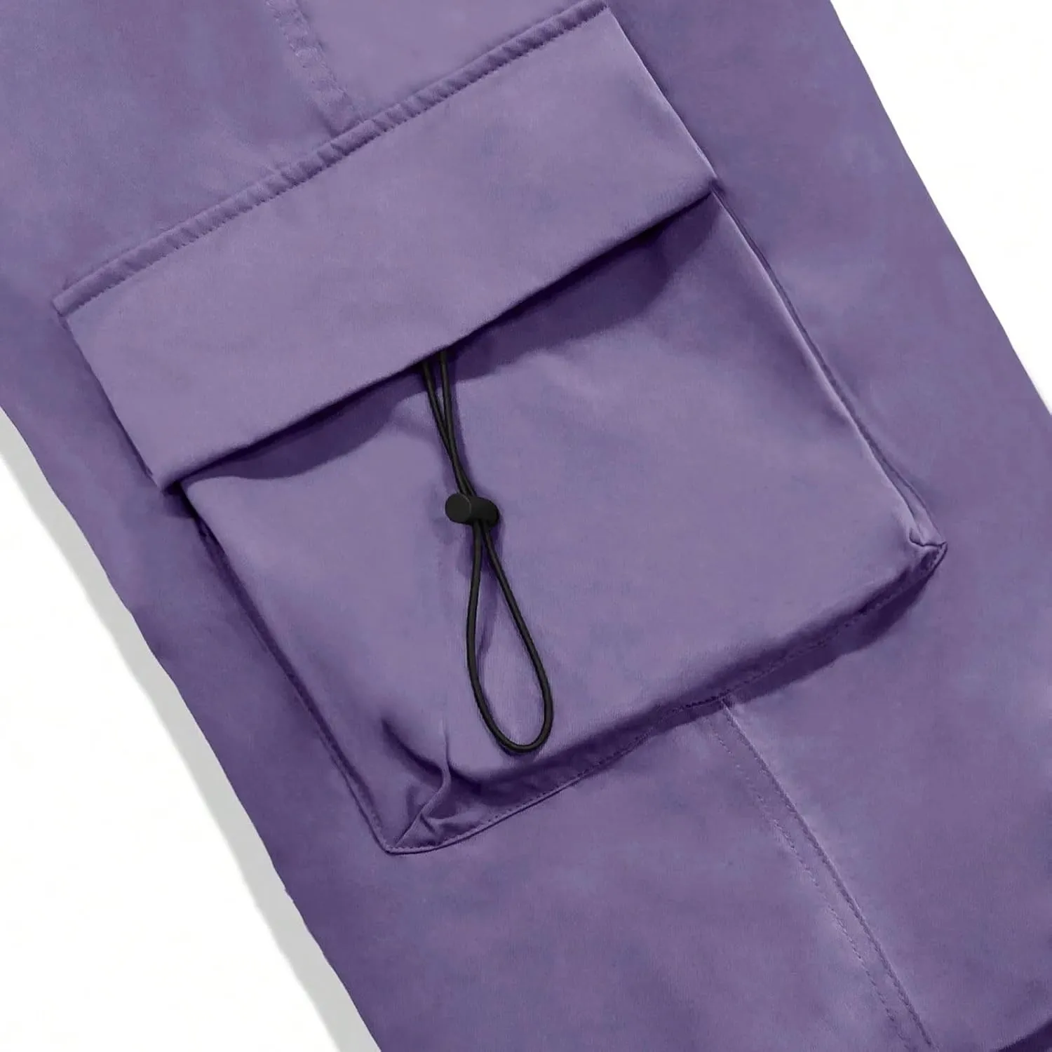 Mens Cargo Work Pant Wide Leg Casual Joggers Drawstring Waist Track Pants with Pockets