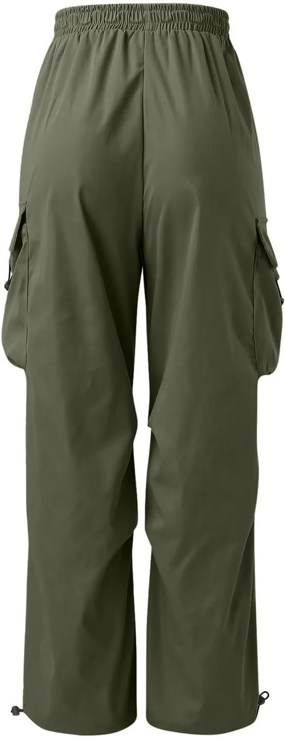Mens Cargos Pant Casual Work Pant Elasticated Waist Wide Leg Cargo Joggers Multi Pockets