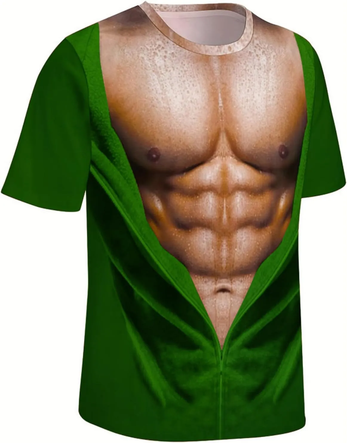 Mens Funny T Shirts Summer Casual Short Sleeve Crewneck 3D Fake Abs Print Tees Muscle Tshirts Novelty Ugly